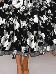 Ingvn - Women’s Two Piece Dress Set Casual Chiffon Outdoor Daily Fashion Elegant Print Midi V