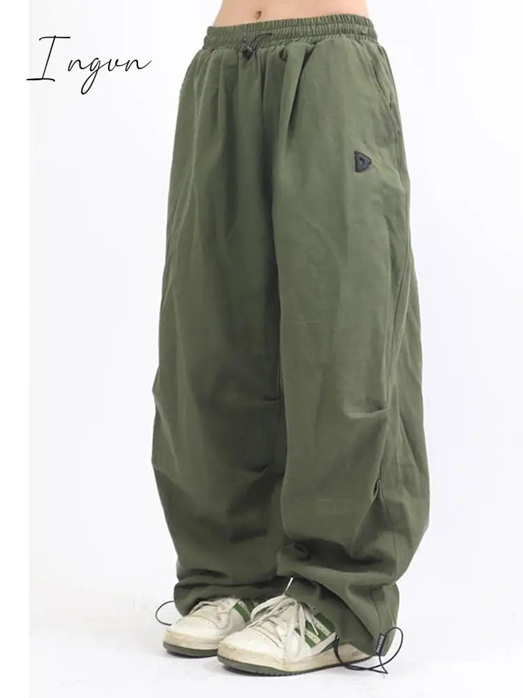 Ingvn - Y2K Women Streetwear Techwear Vintage Cargo Korean Oversized Parachute Pants Men Sweatpants