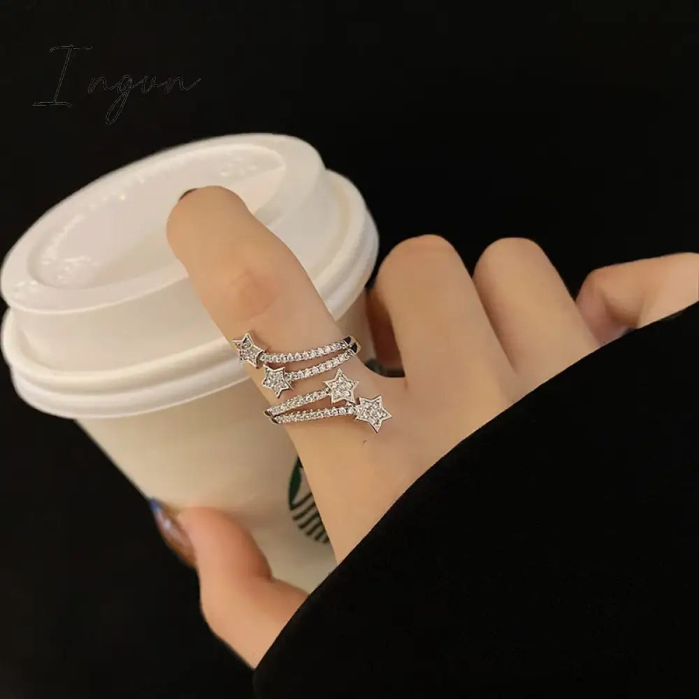 Korean New Exquisite Geometric Round Ring Women’s Fashion Luxury Zircon Finger Simple Temperament