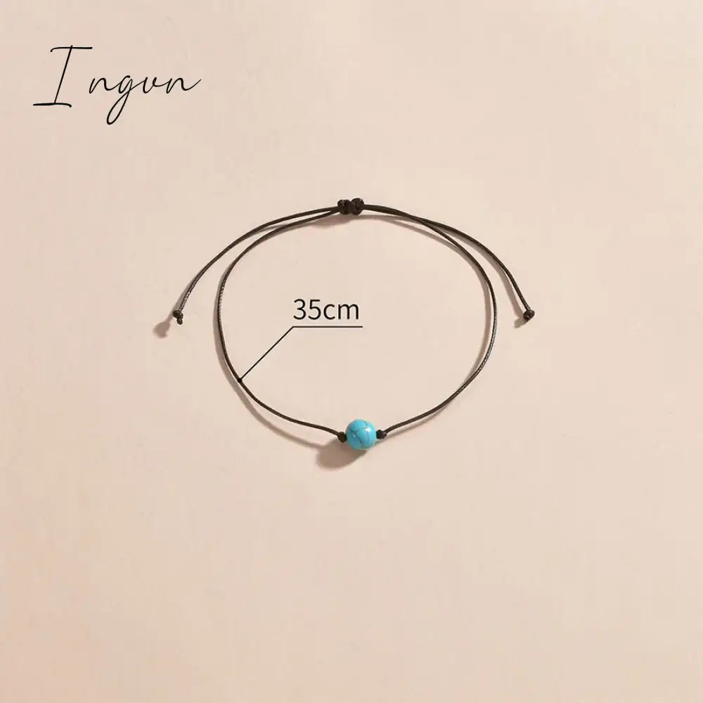 New Fashion Boho Turquoise Waterproof Woven Adjustable Anklet For Women Men Simple Niche Design