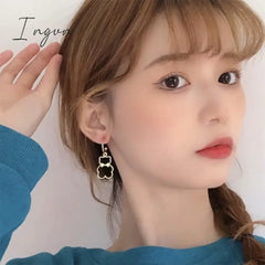 New Fashion Cute Hollow Bow Bear Earrings For Women Exquisite Alloy Personality Cool Party Jewelry