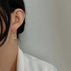 New Fashion Cute Hollow Bow Bear Earrings For Women Exquisite Alloy Personality Cool Party Jewelry