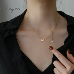 New Fashion Simple Golden Heart Pendant Zircon Tassel Adjustable Necklace For Women Sweet Elegant