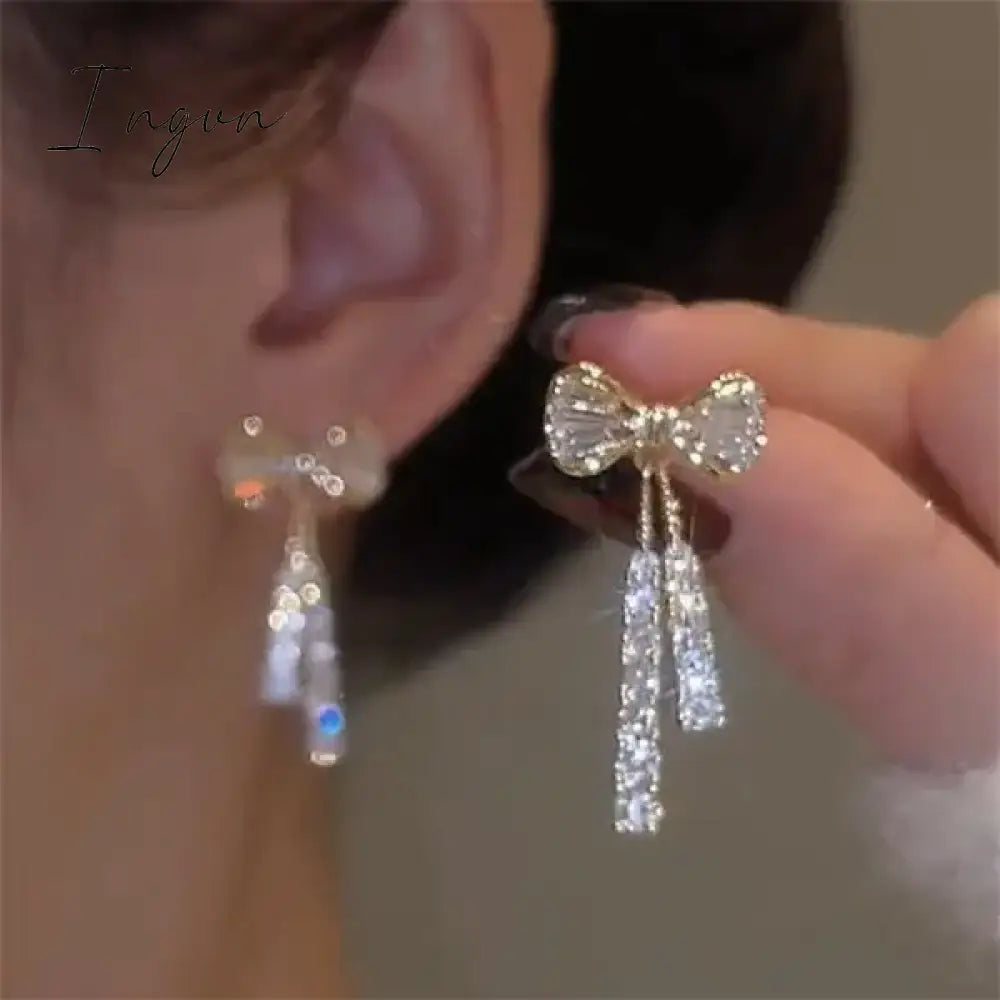 New Luxury Zircon Water Drop Earrings For Women Korean Fashion Rhinestone Opal Flower Geometrical