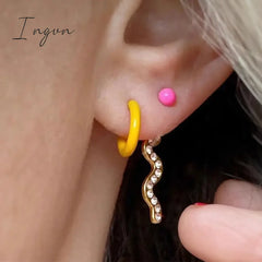 New Trendy Simple Colorful Bean Earrings For Women Exquisite Silver Needle Studs Sweet Elegant
