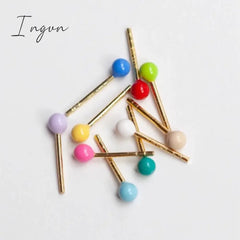 New Trendy Simple Colorful Bean Earrings For Women Exquisite Silver Needle Studs Sweet Elegant